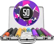 HEITOK Poker Chips 500PCS 11.5 Gram Chips with Denominations, Casino Numbered Chips Set with Aluminum Case Included 2 Decks of Playing Cards