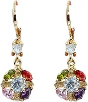 Vanki 1Pair Colorful Zirconia Drop Earrings Crystal Dangle Earrings for Women Girls