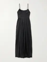[Ulla Johnson] Ulla Johnson - Reine Plissé-satin Gown - Black - US4 US 4 Black