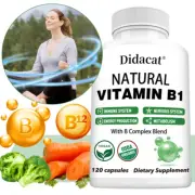 Natural Vitamin B1 Complex B1,B2,B3,B5,B6,B7,B9,B12, Immune Support Capsules