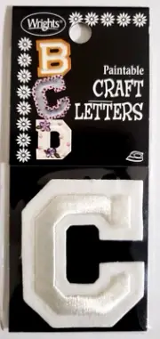 WRIGHTS 2-inch Iron-On Paintable Embroidered CRAFT LETTERS - WHITE-C