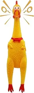 Novelty Place [Extra Loads] Squawking Chicken Dog Toy - Large 16" - Yellow Rubber Squeaky Chicken