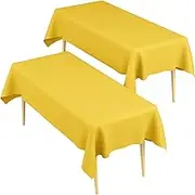 Table Cloth Rectangle Table 2 Pack Yellow Table Cloth Plastic Table Cloth Disposable Table Cloths for Parties Yellow Tablecloth Plastic Disposable Tablecloths Plastic Table Cover, 54 x 108 Inch