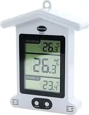 Brannan Digital White Greenhouse Thermometer – Stylish Weatherproof Max Min Thermometer to Monitor Maximum and Minimum Temperatures In a Garden Greenhouse Indoor Room Home Growroom Easily Wall Mounted