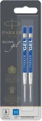 PARKER QUINK Gel Ink Refills, Medium Tip (0.7 mm), Blue, 2 Count