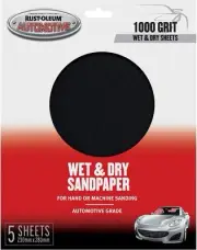 Rust-Oleum Automotive 1000 Grit Wet & Dry Sandpaper 5 Sheets (Pack of 25)