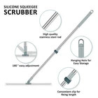 Floor Squeegee with Adjustable Long Handle 180° Rotatable Silicone vePBT