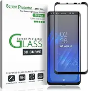 amFilm Galaxy S8 Plus Screen Protector Glass, Full Cover (3D Curved) Tempered Glass Screen Protector with Dot Matrix for Samsung Galaxy S8+ (Black)