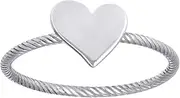[JewelryWeb] 925 Sterling Silver Womens Heart Love Ring 7.6x1.3mm Wide Statement-Ring for Women
