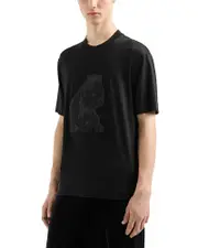 Emporio Armani Bulldog Rhinestone Embroidered Tee