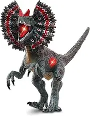 NKOK WowWorld B/O Dilophosaurus (Lights & Sounds), Realistic Reptile Roars by Rotating an arm, Red LED Lights in Mouth and Along Ribs, Articulated in Mouth, arms, Legs and Tail, Great Gift