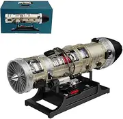DiyXenginey Turbofan Engine Model Kit That Works, 1/10 F135 Military Stealth Fighter Metal Engine Mechanical Jet Aircraft Engine That Runs, Small Bypass Ratio Twin Rotor Engine for Adult - 600+Pieces