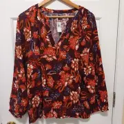NWT! OLD NAVY Women's Floral Rayon V Neck Casual Resort Everyday Top XL