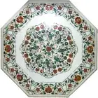 Nature Art Inlay Work Indoor Table for Bar Decor White Marble Coffee Table Top