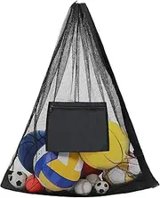 Mesh Ball Bag Durable Sports Equipment Storage with Drawstring Closure Zippered Pocket for Essentials Comfortable Shoulder Strap for Football Basketball and Volleyball