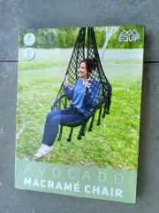 Avocado Macrame Hammock Chair Cotton Blend Black 250 Lb Capacity New