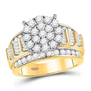 10kt Yellow Gold Round Diamond Cluster Bridal Wedding Engagement Ring 2 Ctw