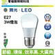 【零極限照明】舞光 3W E27 LED 球泡燈 燈泡 CNS認證 無藍光 低頻閃 全電壓 另有其他瓦數 崁燈 燈管