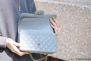 二手 Chanel CF23 Classic flap bag A01113灰藍