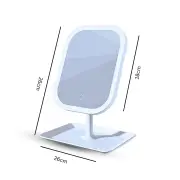 SOGA 2X 26cm White Squared Smart LED Makeup Bedroom Table Vanity Mirror Tricolor Adjustable Light