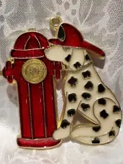 Fire House Dog & Hydrant Sun Catcher Ornament Dalmatian