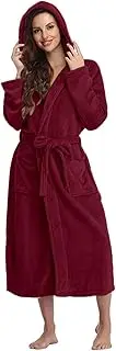 [Generic] Petite Flannel Pants Lightweight Soft Plush Robes Long Flannel Sleepwear Hooded Bathrobe Plush Long Robe Women Sleepwear Shirt