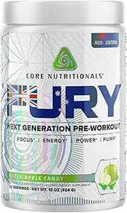 CORE Nutritionals Fury Green Apple Candy Flavour Next Generation Pre-Workout Powder 20/40 Servings