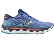 Mizuno Womens Wave Horizon 6 Running Shoes Dazzling Blue/Silver/Neon Flame, 7.5