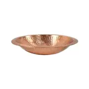 ACHLA DESIGNS Bird Bath Bowl 14" W Round Satin Hammered Solid w/ Rim Copper