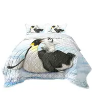 Cute Animal Art Drawings Penguins Happy Time Coverlet