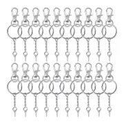 50 Pieces Metal Swivel Clasps Lanyard Snap Hook Lobster Claw Clasp and Key Rings Keychain with 11mm Screw Eye Pins Silver