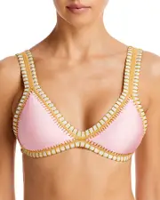 Platinum inspired by Solange Ferrarini Crochet Trim Bikini Top - Exclusive