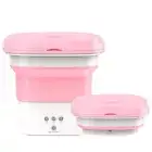 Mini Washing Machine Bucket Folding Portable Laundry Machine Cloth Washing Pink
