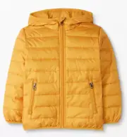 Hanna Andersson Kids Superlight Down Jacket, Size 150 (12) in Golden Hour NWT