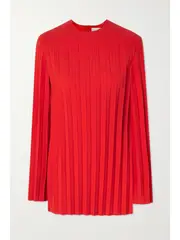[A.W.A.K.E. MODE] A.W.A.K.E. MODE - Pleated Stretch-cady Top - Red - FR 34 FR 34 Red