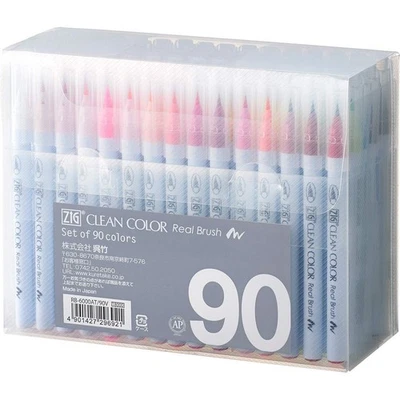 Kuretake Zig Clean Color Real Brush 90 colors set, Brush tip marker pens, for...