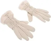 [BESPORTBLE] Women's Thermal Gloves Portable Net Bag Aluminum Wire End Caps Waterproof Cover Protector Handheld Wand Locking Wine Stoppers Easel Gloves Beige Skin-Feel Fabric