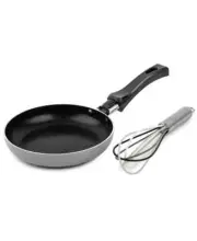 Brooklyn Steel Co. Mini Round Fry Pan & Silicone Whisk 2-Pc. Set, Gray