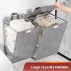 Linen Material Dirty Clothes Basket Foldable Clothes Storage Basket