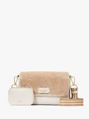 Rosie Faux Shearling Mixed Materials Small Flap Crossbody