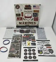 USMC Scrap Book Set. Background Pages, Stickers And 2 Wristbands