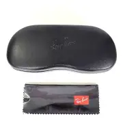 RAY BAN SUNGLASSES CLAMSHELL HARD CASE & CLEANING CLOTH BLACK AUTHENTIC
