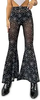 [DZOVUTTZ] Rave Outfit for Women Outfit Festival Dance Clubwear Bell Bottom Mesh Sheer Pants