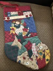 Handmade Vintage Patchwork Quilted Christmas Stockings Angel