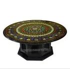 Marble Dining Table Top – Floral Marble Inlay with Gemstone Art