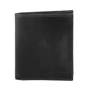 Pierre Cardin Rustic Leather Tri-Fold Men's RFID Wallet - Black