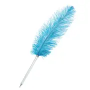 30cm/12" Feather Ballpoint Pen, 1 Pcs Ink Vintage Refined Plated Pen, Light blue
