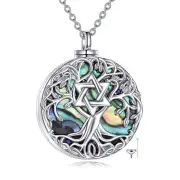 YFN Tree of Life Urn Necklace for Ashes Sterling Silver Star of David Tree Cr...