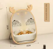 TOOLKISS Deer Cartoon Mirror – Large Wooden Swivel Tabletop Makeup Mirror for Desk, Elegant Vanity Mirror with Smooth Rotation for Makeup, Skincare & Grooming