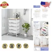 Multipurpose Rolling Utility Cart with 4 Drawers & Lockable Wheels, Bright White